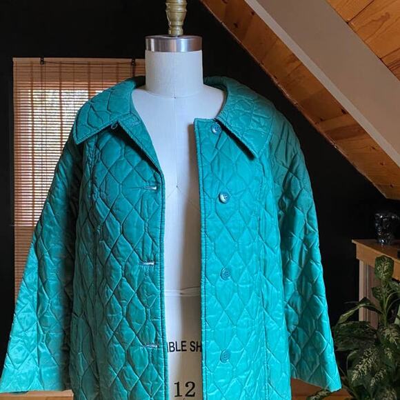 Vintage Quilted Puffer Coat Green - Picture 4 of 6
